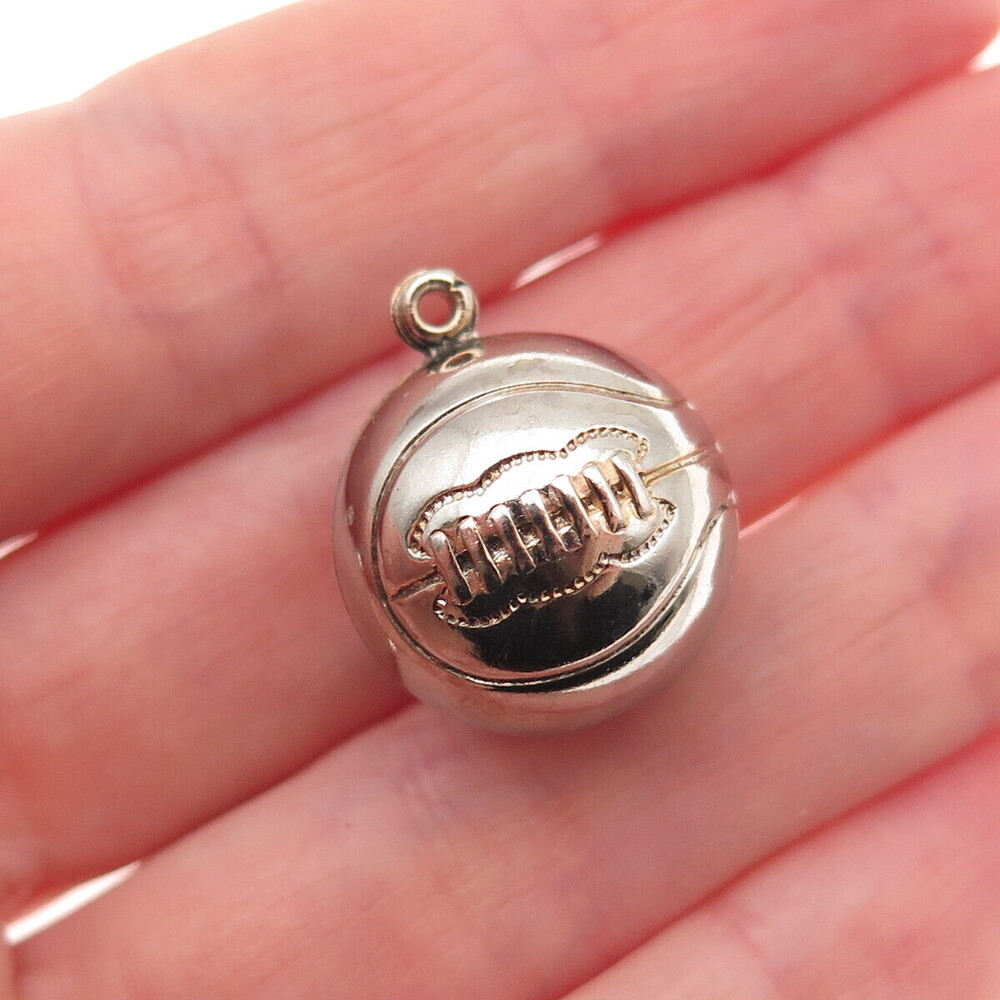 Paye & Baker 925 Sterling Antique Art Deco Baseball Ball 3D Mini Charm Pendant